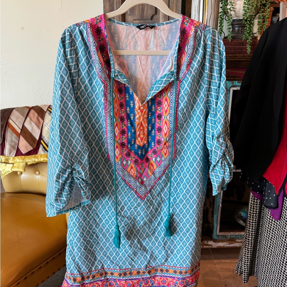 Colorful Geometric Patterned Dress